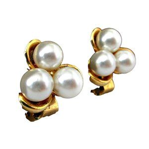 Vintage Pearl Clip On Earrings Jewelry